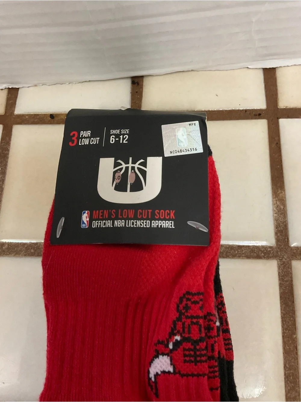 NBA Red & Black Low Cut Athletic Socks with Star Accent